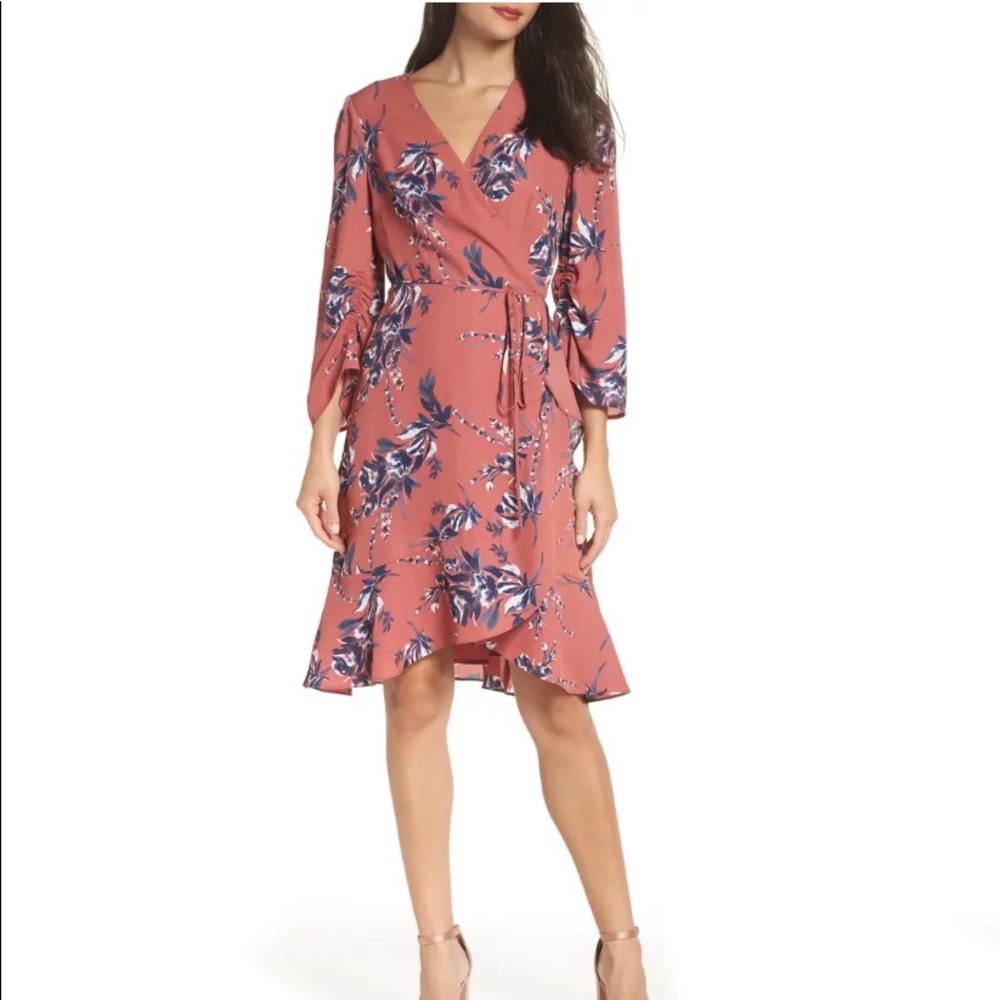 Charles Henry - Rouched Sleeve Wrap Dress - NWT